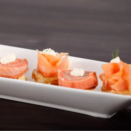 Blinis de trucha y salmón